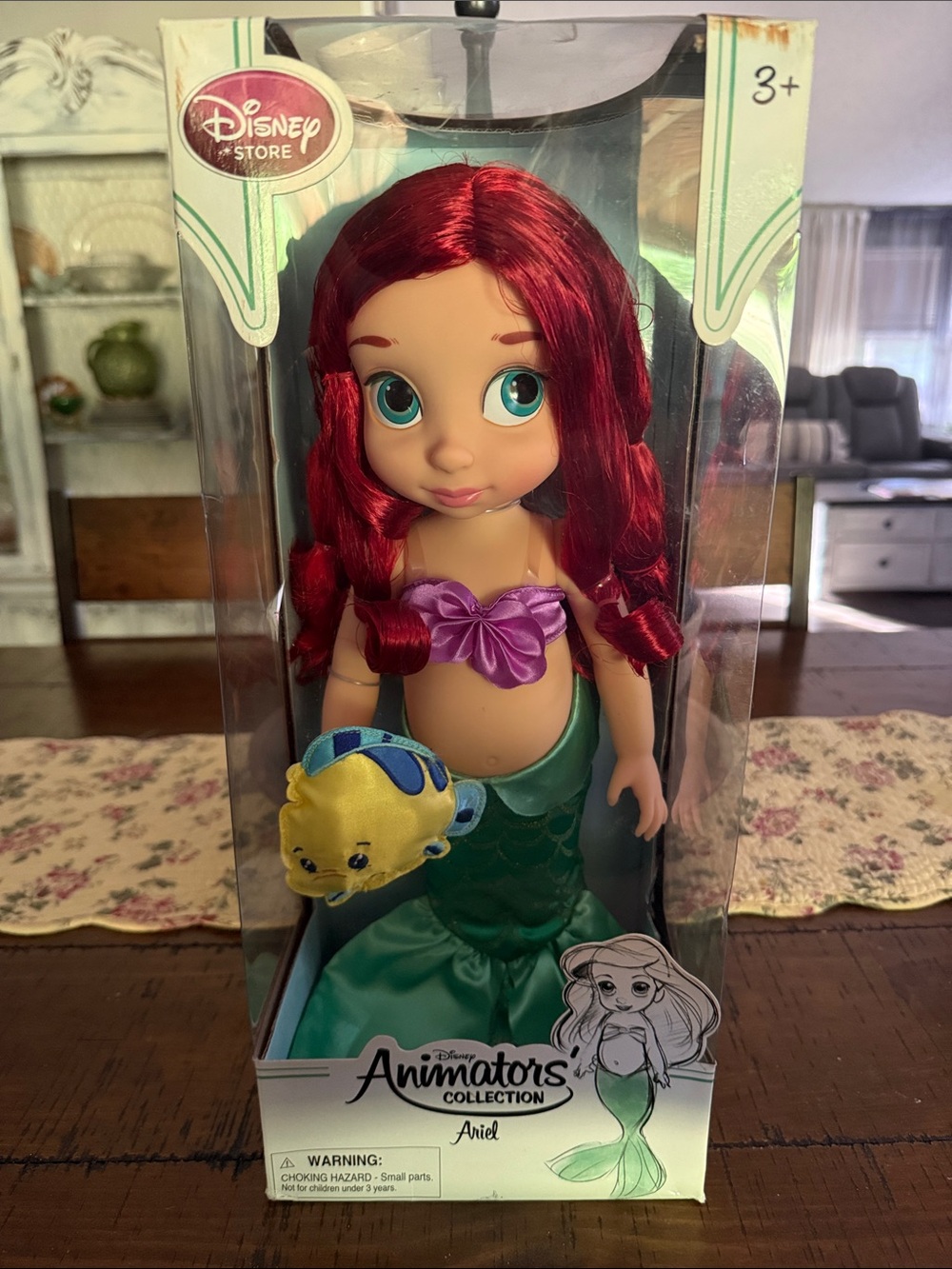 Disney Ariel Doll with Red Hair, Green Tail and Purple Top